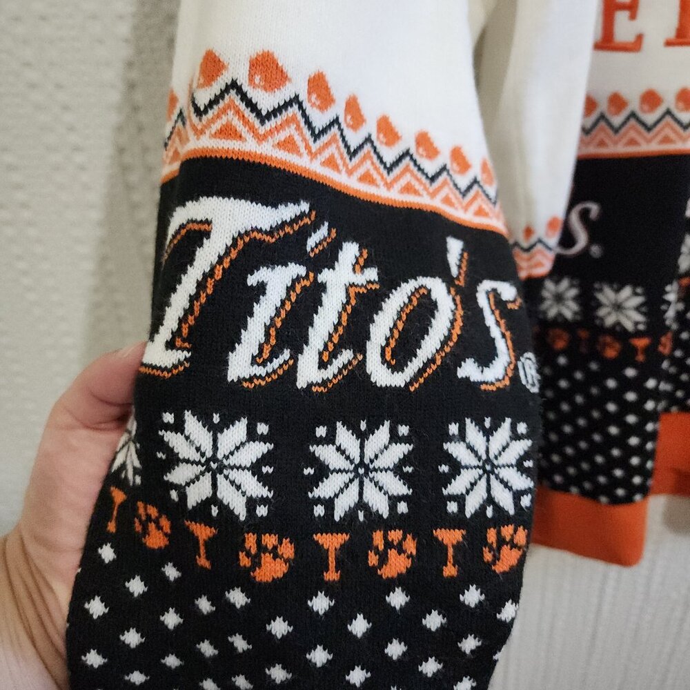 Tito's Vodka Let It Pour Ugly Christmas Sweater Orange Black White Size XXL Men - Picture 3 of 12